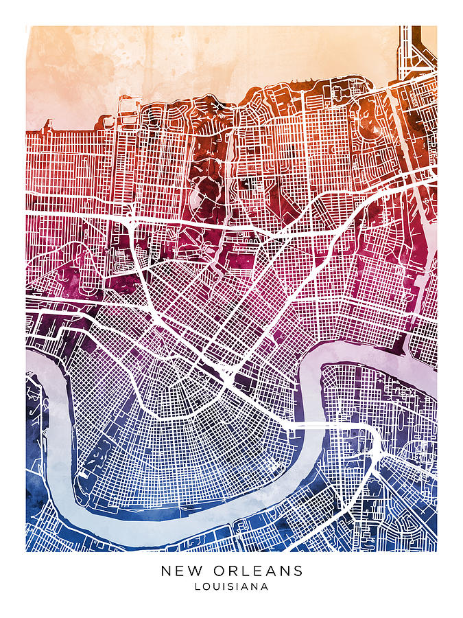 New Orleans Digital Art - New Orleans City Map #12 by Michael Tompsett