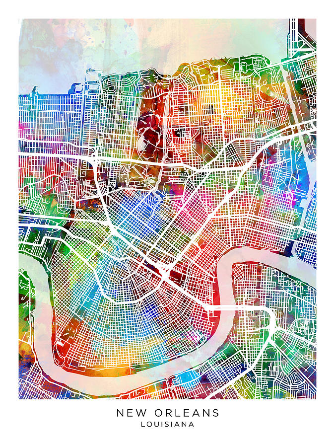 New Orleans Digital Art - New Orleans City Map #33 by Michael Tompsett
