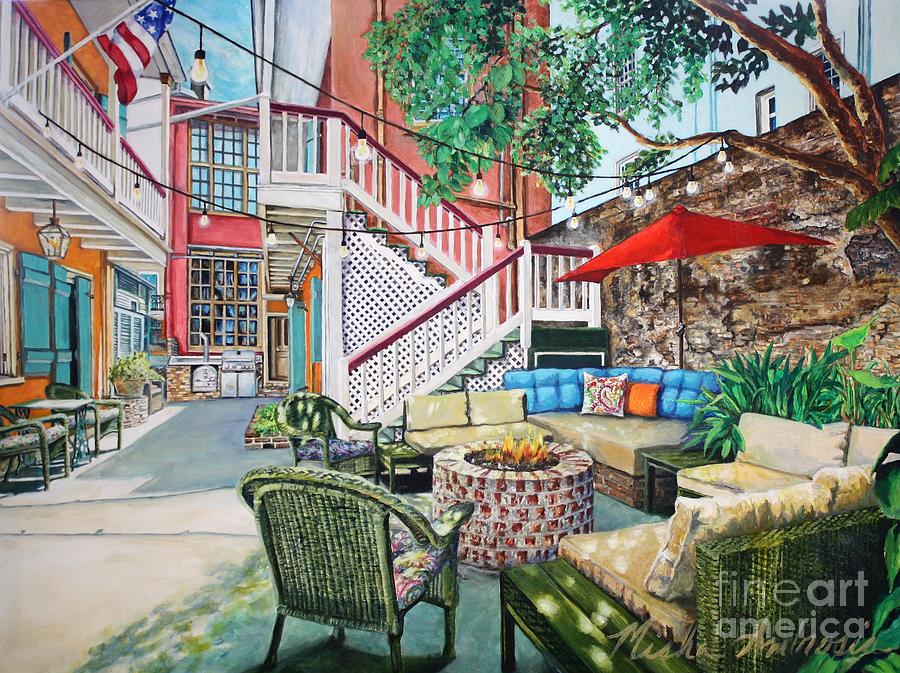 New Orleans Painting - New Orleans Courtyard Patio by Misha Ambrosia