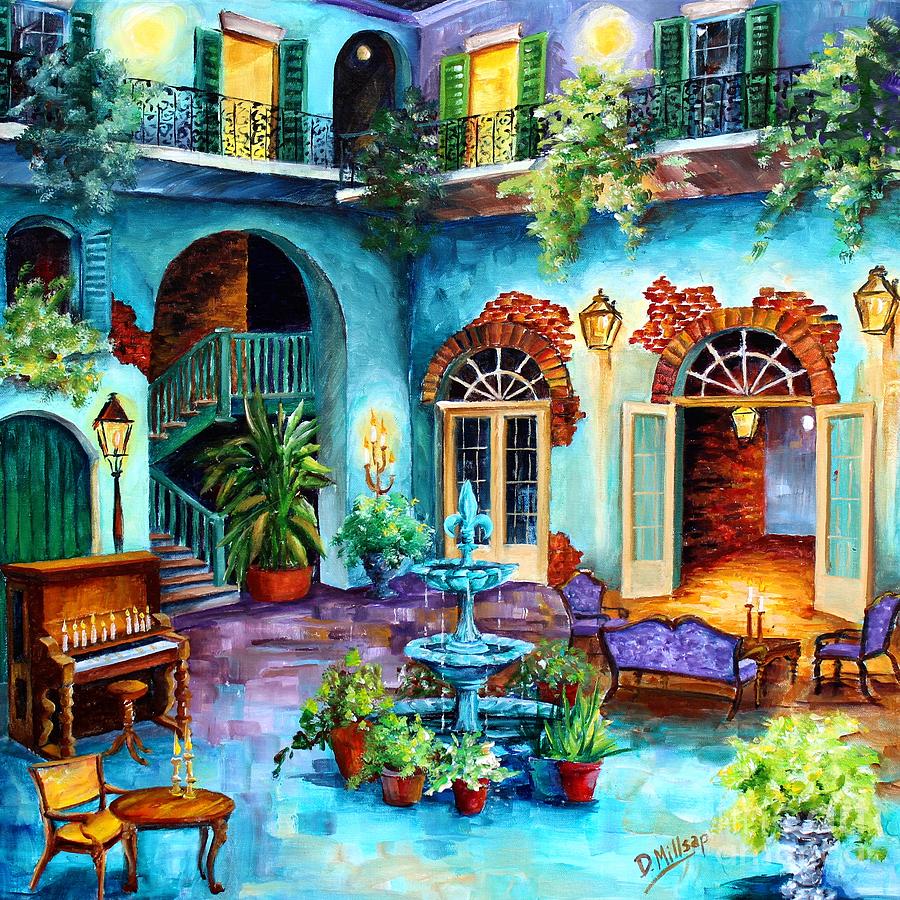 New Orleans Courtyard Phantasy Painting by Diane Millsap