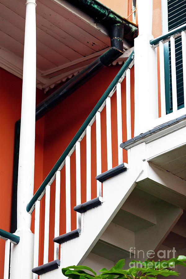 New Orleans Creole Courtyard Balcony Stairs Photograph by John Rizzuto