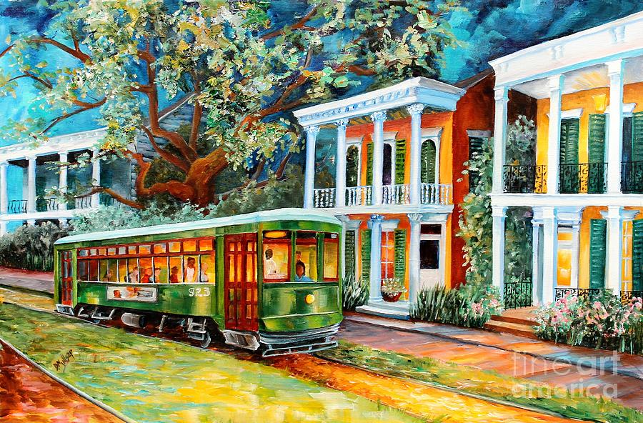 New Orleans Evening Streetcar Painting by Diane Millsap
