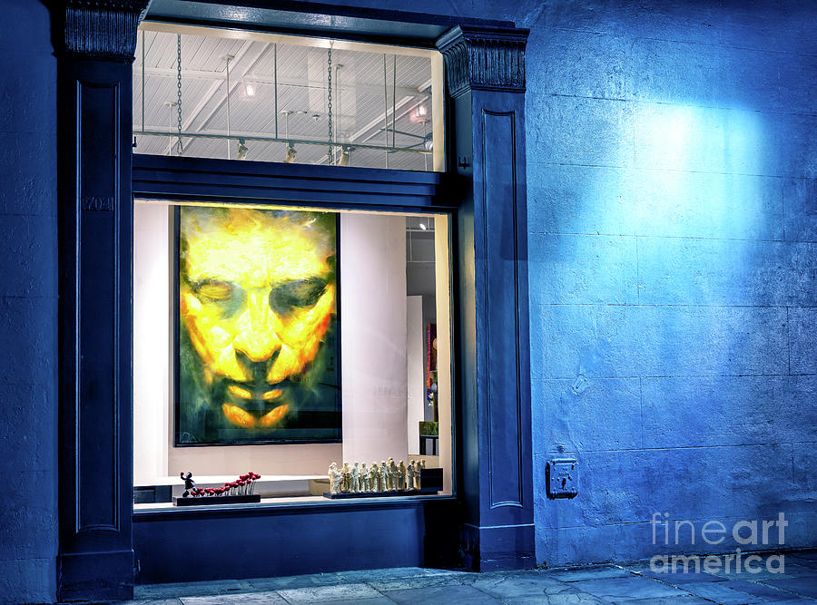 New Orleans Face in Window at Night Photograph by John Rizzuto