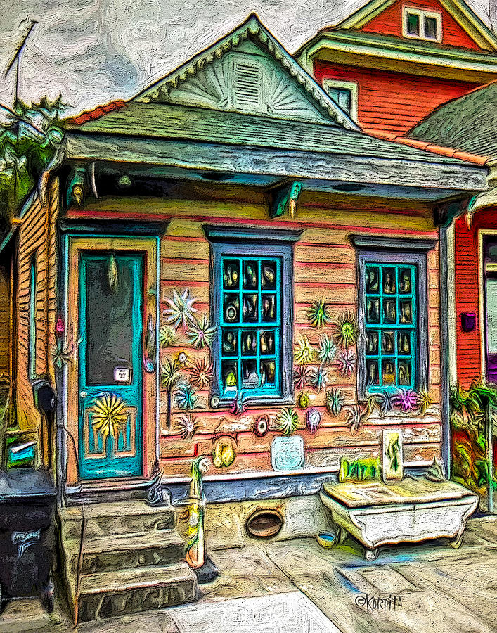 New Orleans Flower House Digital Art by Rebecca Korpita