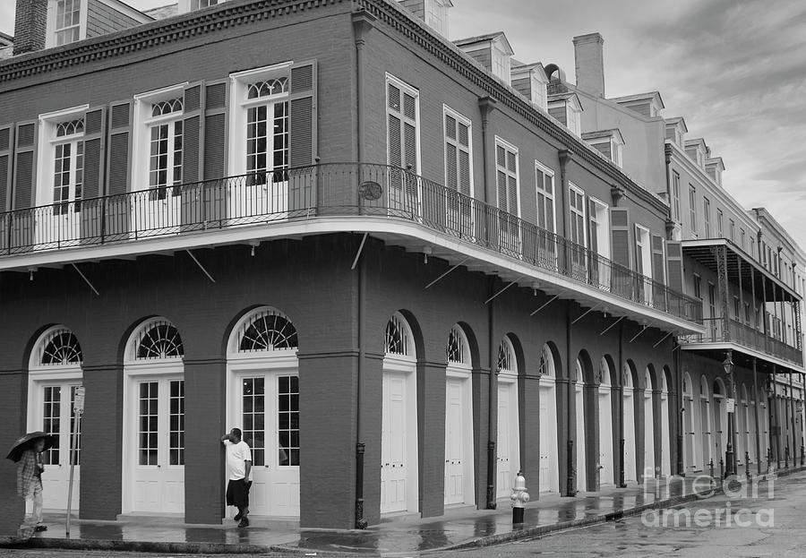 New Orleans French Quarters Architecture BW  Photograph by Chuck Kuhn