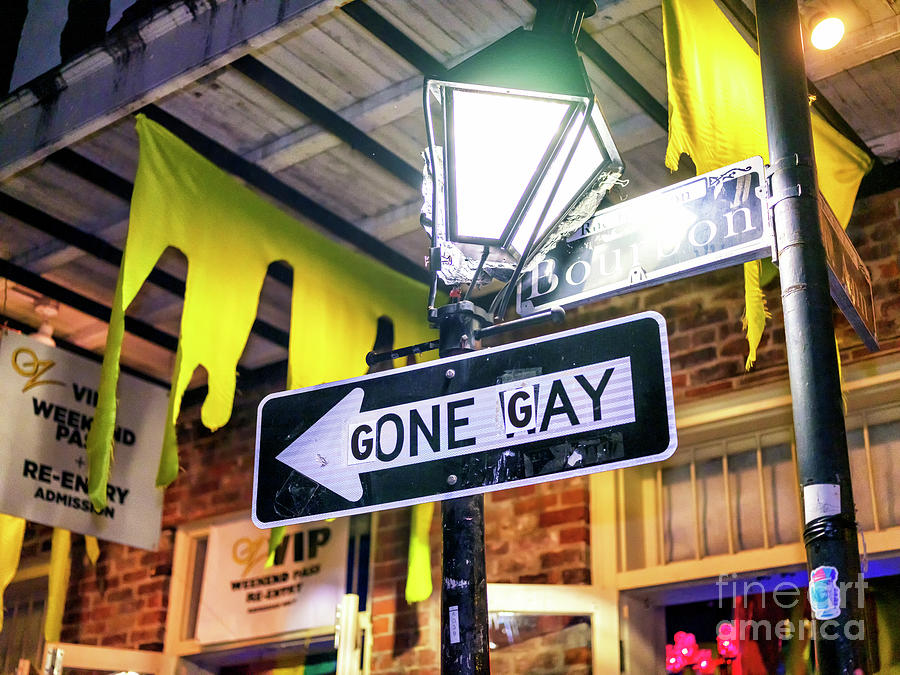 New Orleans Gone Gay on Bourbon Street at Night Photograph by John Rizzuto