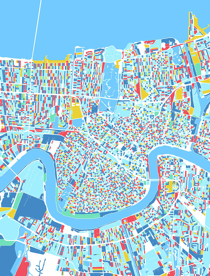 New Orleans Map Retro 7 Digital Art