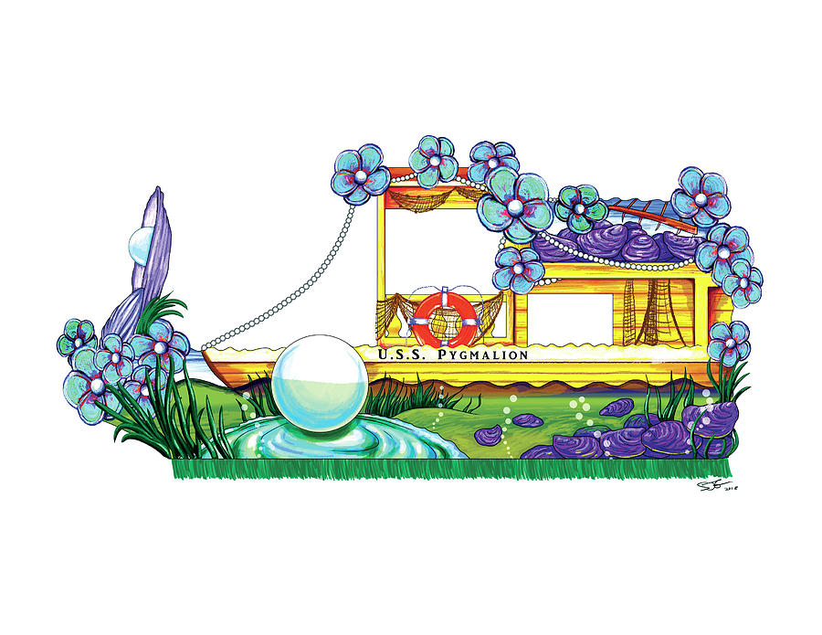New Orleans Mardi Gras 2019 Float Design 4, Oyster Festival Drawing by