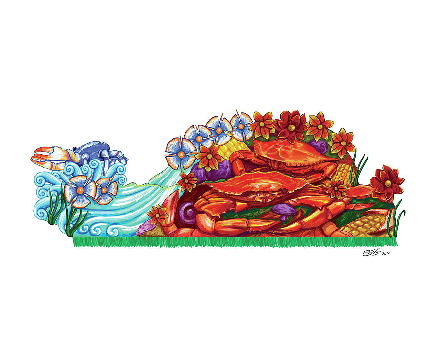 New Orleans Mardi Gras 2019 Float Design 8, Fresh and Boiled Crabs