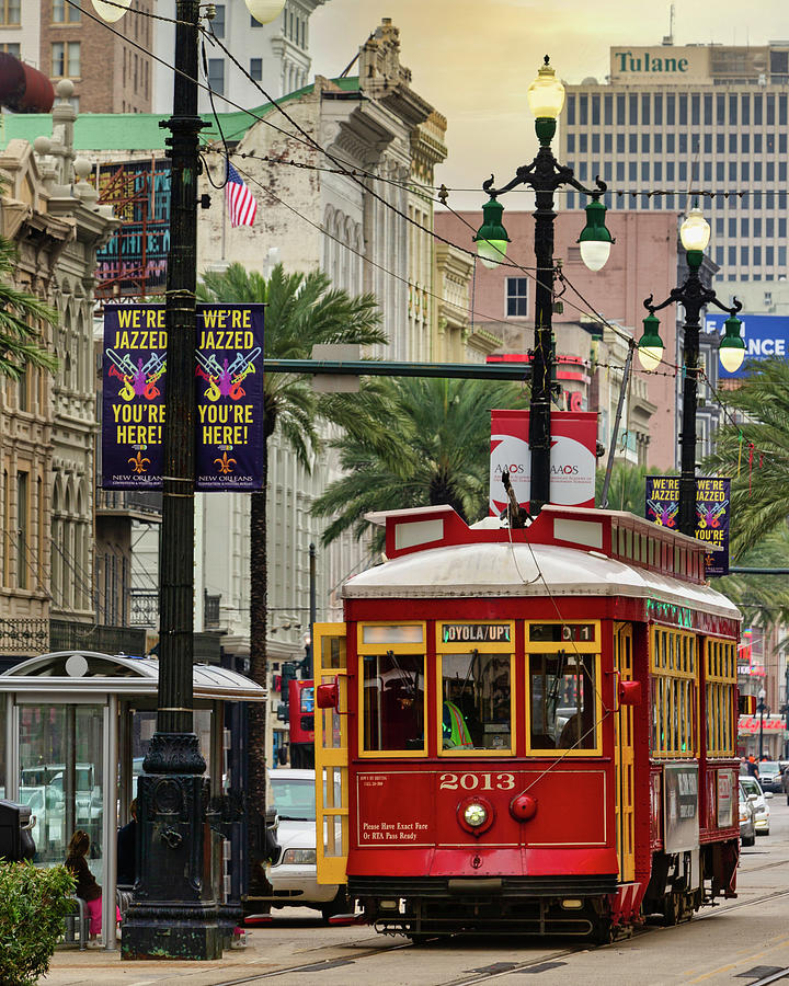 New Orleans Red Streetcar Photograph