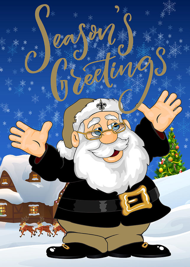 New Orleans Saints Touchdown Santa Claus Christmas Cards 1 Mixed Media by  Joe Hamilton - Pixels