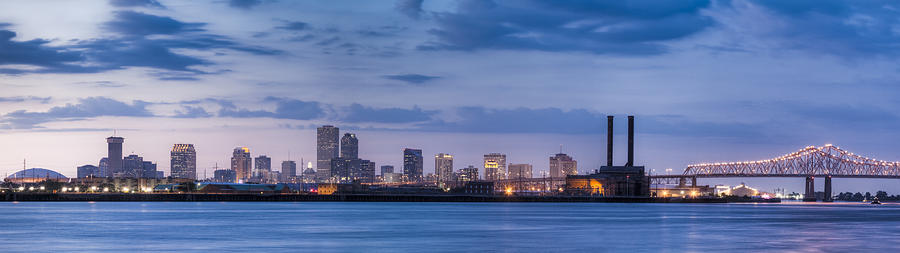 New Orleans Skyline from Across Mississippi River at Sunset Photograph by Drnadig