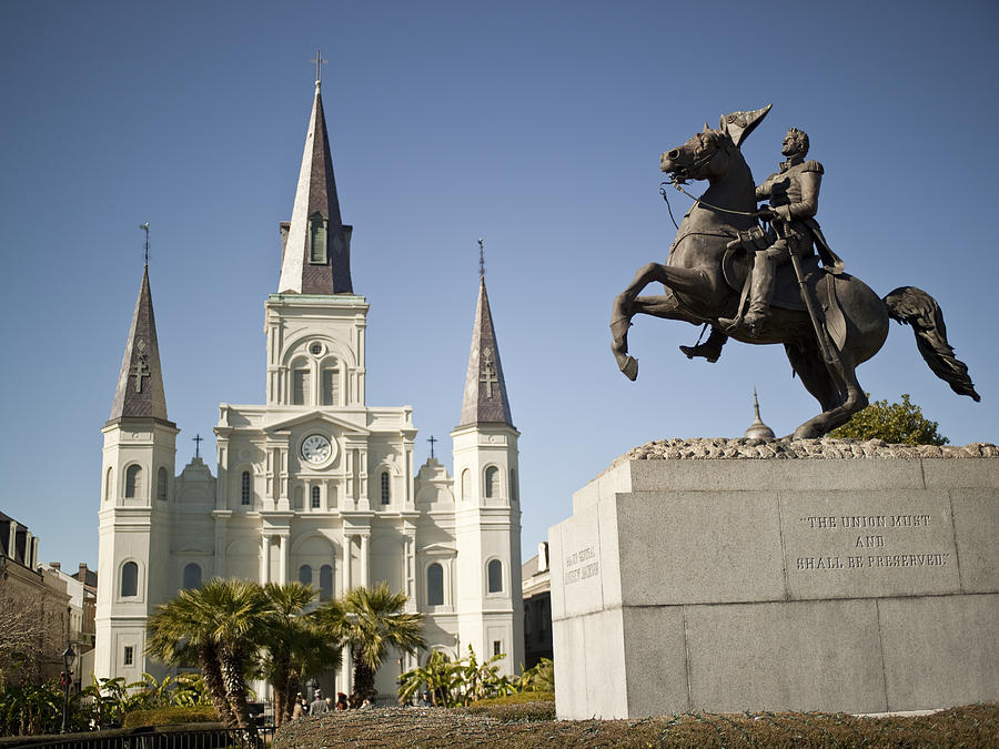 New Orleans, St. Louis Cathedral and General Jackson Photograph by Pgiam