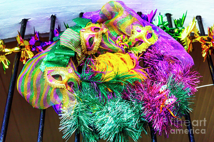 New Orleans Three Mardi Gras Masks Photograph by John Rizzuto