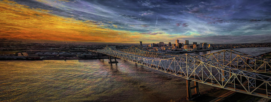 New Orleans Waterfront Sunset Panorama Photograph by Norma Brandsberg ...