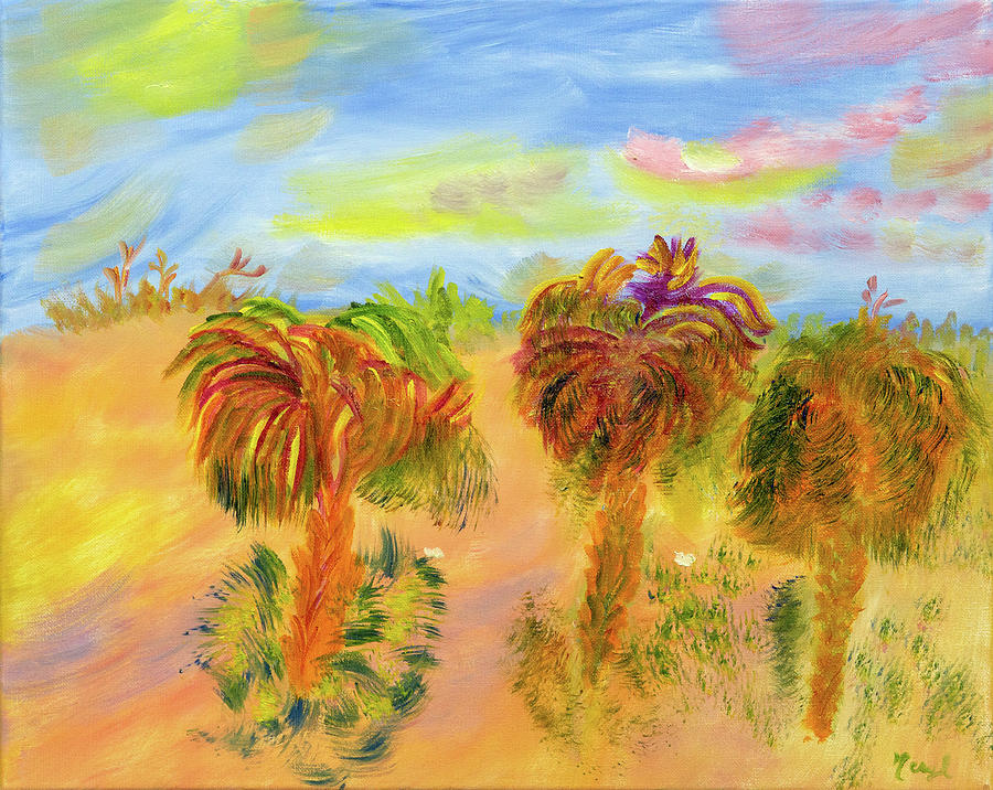 Wavering Palm Trees Painting by Meryl Goudey