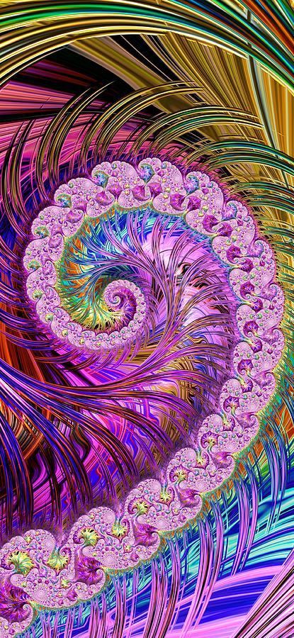 New Pink Fractal Spiral Three Digital Art by Mo Barton