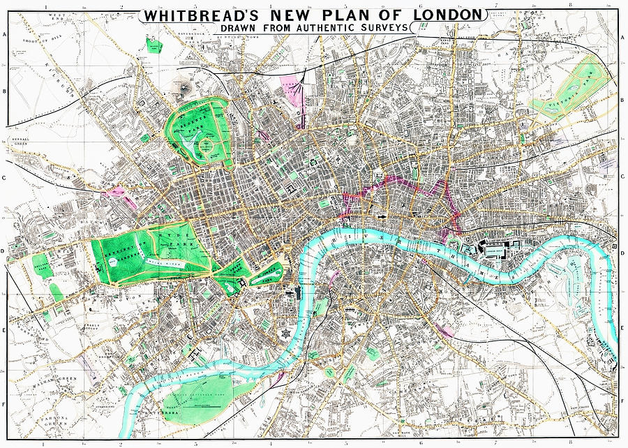 London Drawing - New plan of London by J Whitbread