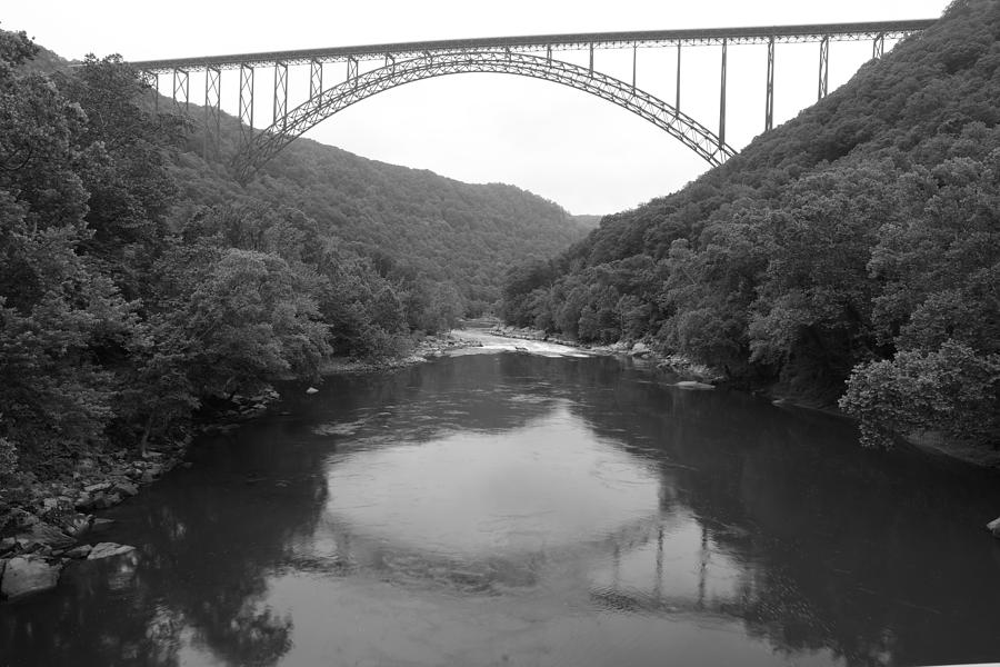 New River Gorge Bridge Black And White Reflection Photograph by Dan Sproul