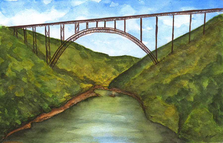 Beautiful Art Print of New River Gorge Bridge WV NRB124 Macy 2003 The Merry shops Cat