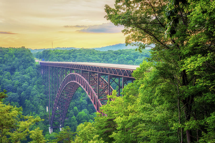 New River Gorge Bridge Near Sunset Photograph by Susan Rissi Tregoning