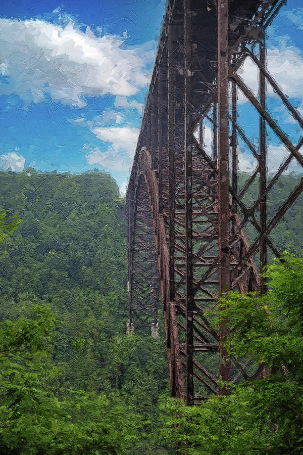 Transportation Painting - New River Gorge Bridge Summer Painting by Dan Sproul