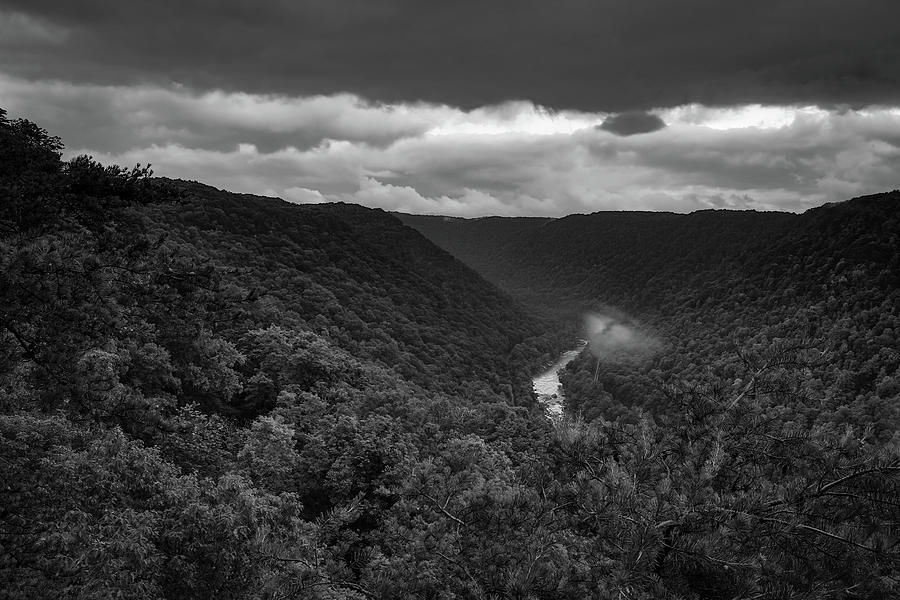 New River Gorge National Park Black And White Photograph by Dan Sproul