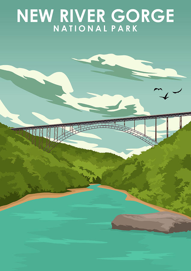 New River Gorge National Park Travel Poster Digital Art by Jorn Van ...