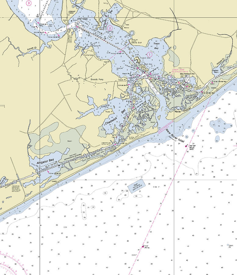 New River Inlet North Carolina Nautical Chart Digital Art by Sea Koast