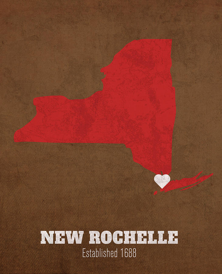 New Rochelle New York City Map Founded 1688 Cornell University Color Palette Mixed Media