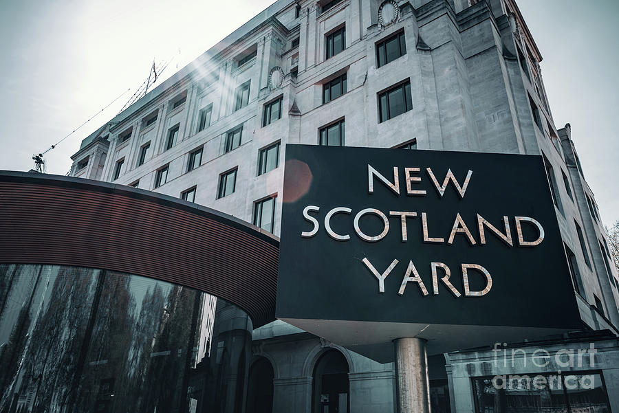 New Scotland Yard with the iconic sign outside, London UK. Natur Photograph by Jane Rix
