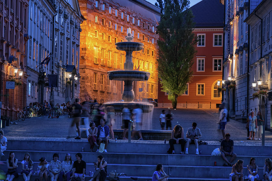 New Square Fountain In Ljubljana Photograph by Artur Bogacki