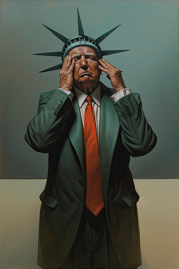 Donald Trump Painting - New Statue of Liberty by My Head Cinema