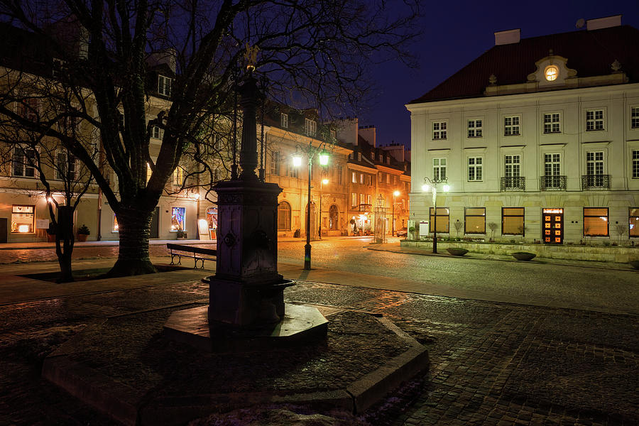 New Town Square In Warsaw City By Night Photograph by Artur Bogacki
