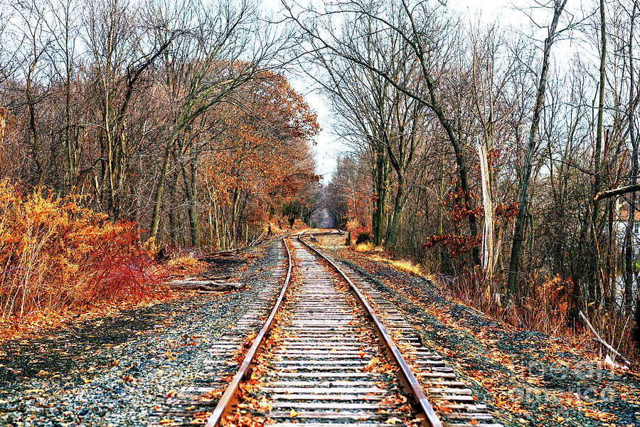New Windsor Autumn Train Tracks in New York Photograph by John Rizzuto