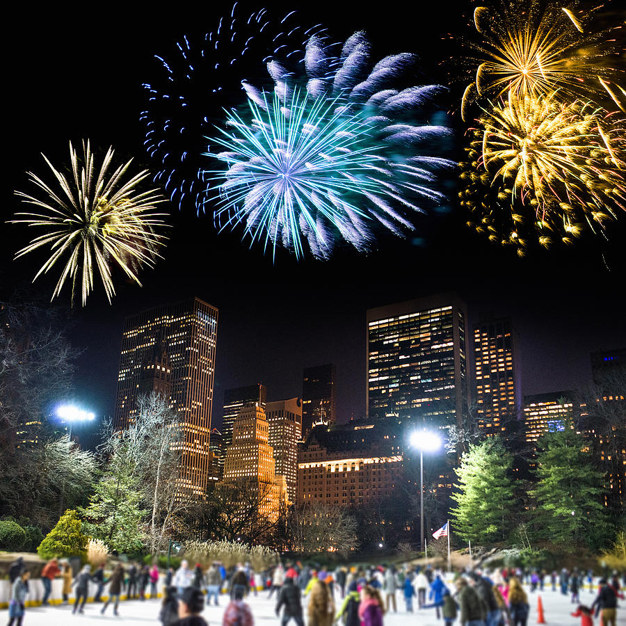 new year central park in New York city with fireworks Photograph by Franckreporter