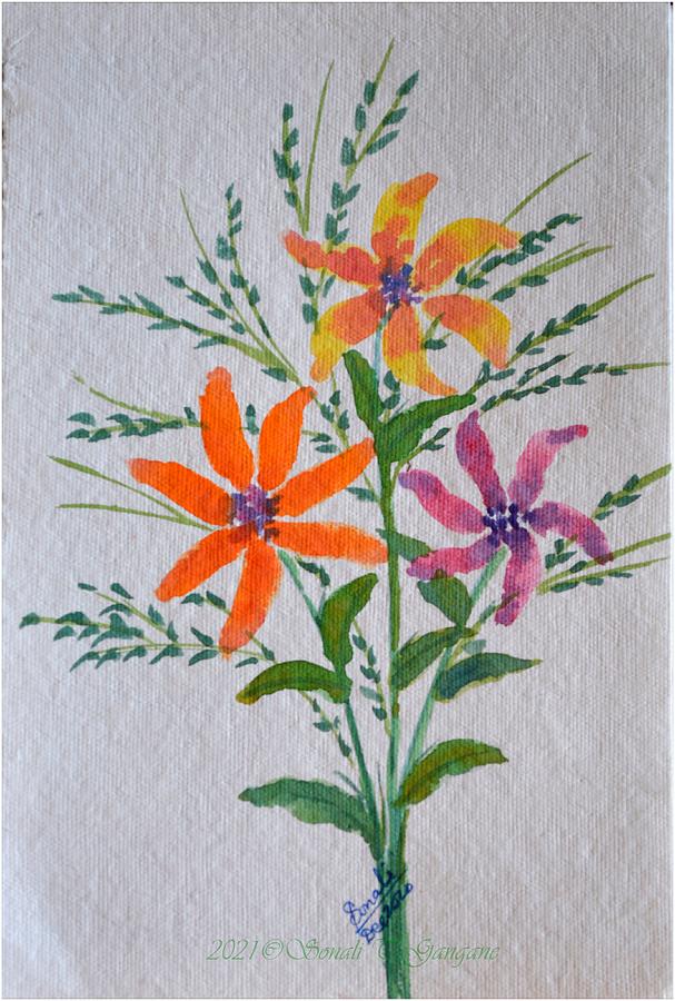 New Year Floral Greetings Painting