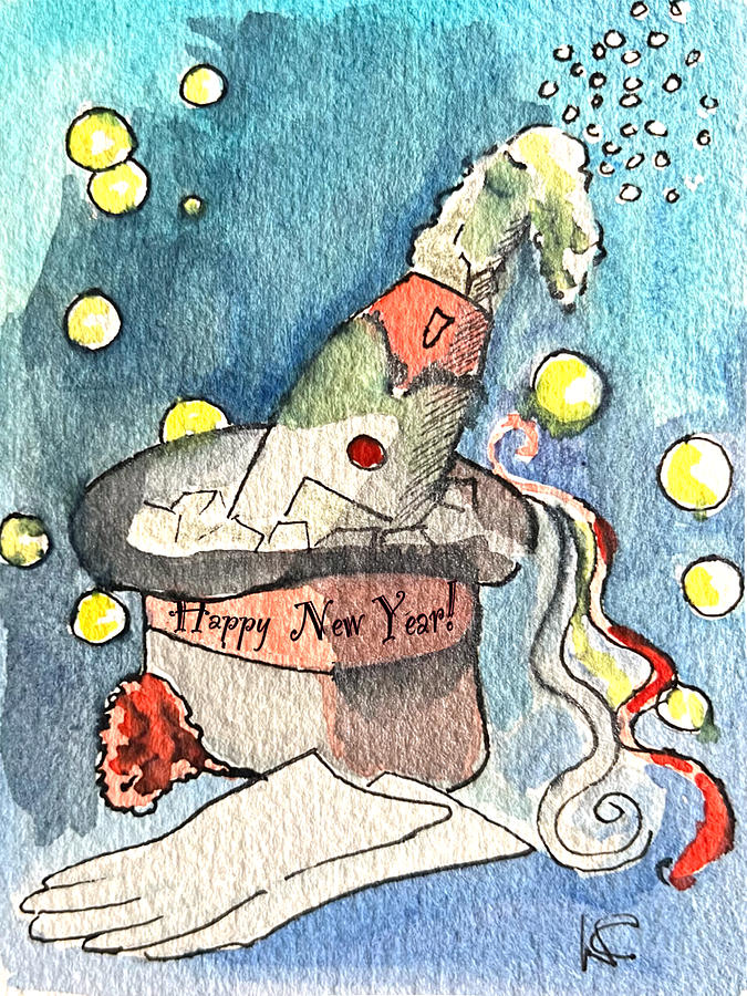 Hat Painting - New Year party  by Louise Lavallee