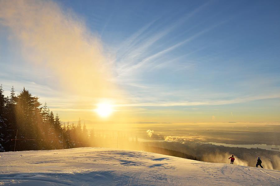 New Years Day sunrise at Grouse Mountain Ski Hill Photograph by Lijuan Guo Photography