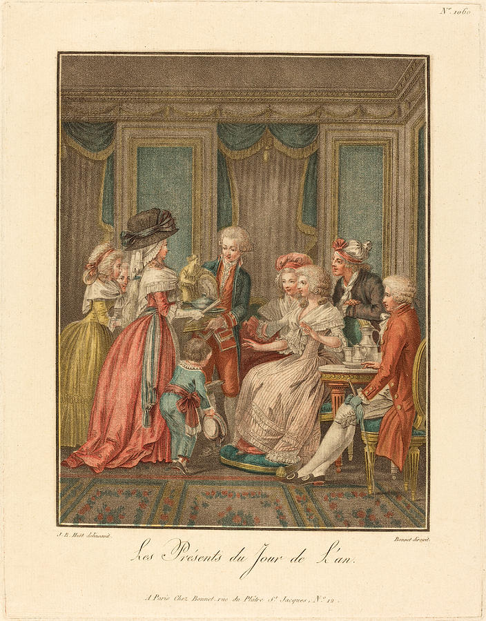 New Years Presents Drawing by Louis-Marin Bonnet