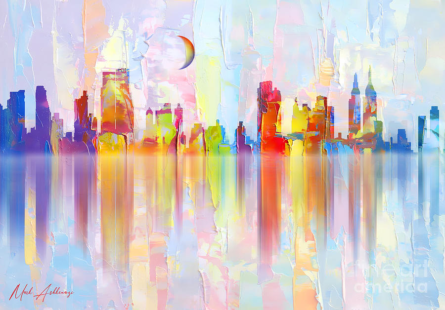 Statue Of Liberty Painting - New York abstract  by Mark Ashkenazi