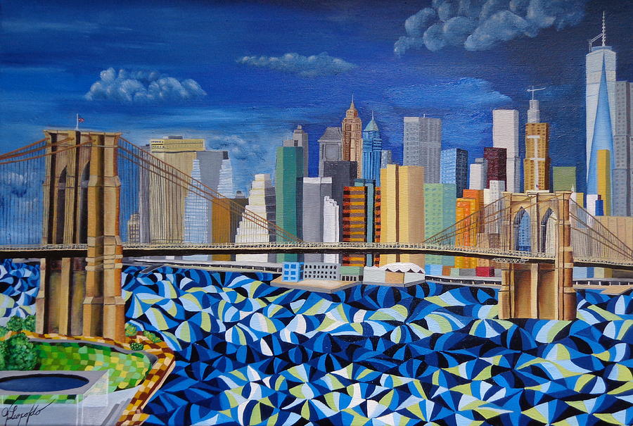 New York and Brooklyn Bridge Painting by Jleopold Jleopold