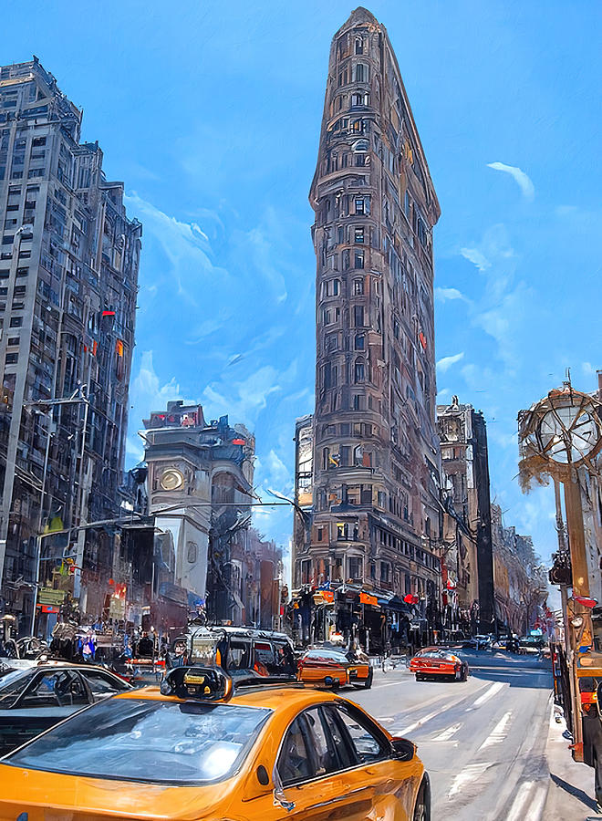 New York and the Flatiron Building Painting by AM FineArtPrints