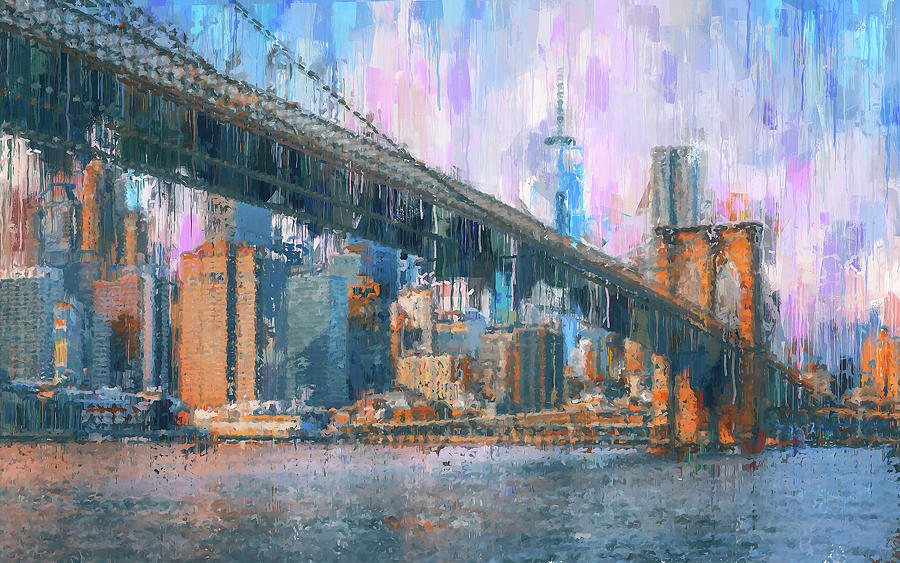 New York, Brooklyn Bridge - 01 Painting by AM FineArtPrints