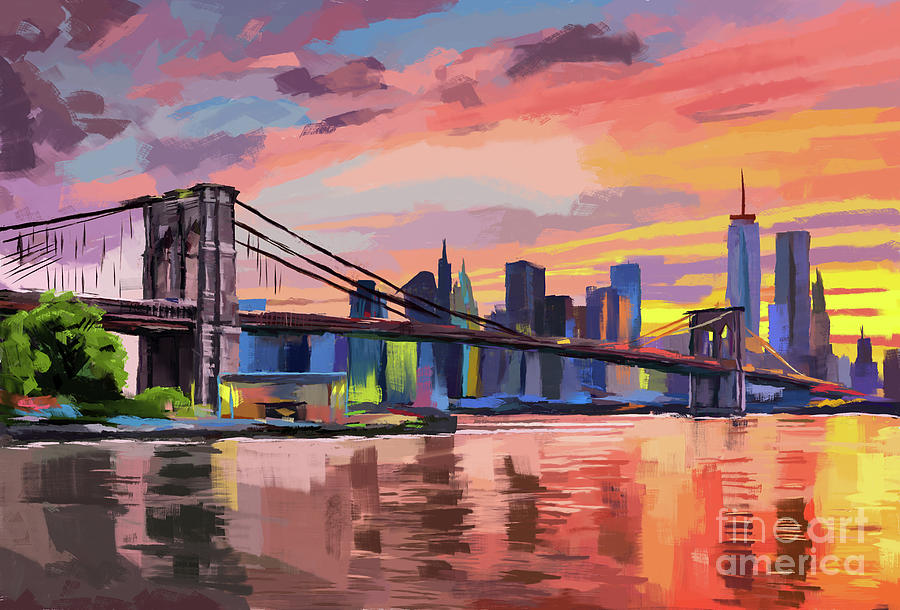 New york Brooklyn Bridge Painting by Tim Gilliland
