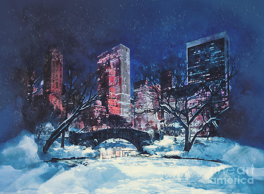 New York, Central Park Digital Art by Andrzej Szczerski