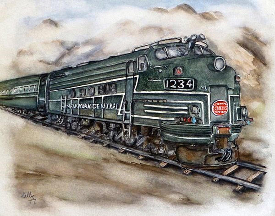 New York Central Train Painting by Kelly Mills