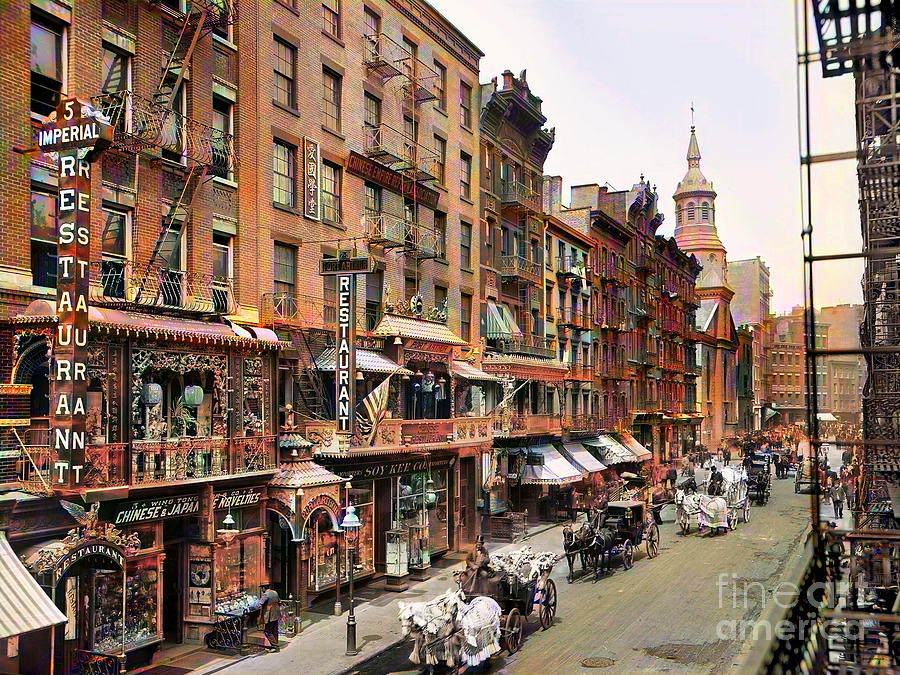 New York Chinatown at The Turn of The Century Colorized 20210326b Photograph by Wingsdomain Art and Photography