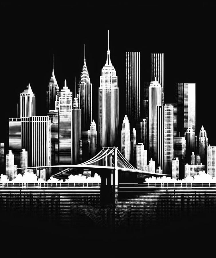 New York City and Brooklyn Bridge  Digital Art by Ronald Mills