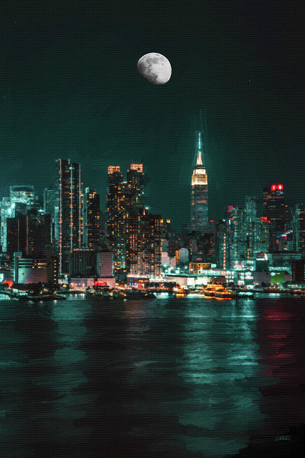 New York City at Night - DWP1315171 Painting by Dean Wittle - Fine Art ...